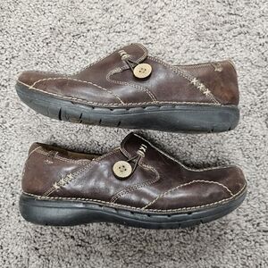 Clarks Un Loop Women’s Loafers Brown Slip On Un Structured Casual Shoes Size 7.5